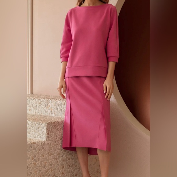 JoH Apparel Matching Top/Midi Pencil Skirt Set Women’s Soft Pink - Picture 5 of 10